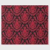 Elegant Red en Black Damask Print Cadeaupapier (Vlak)