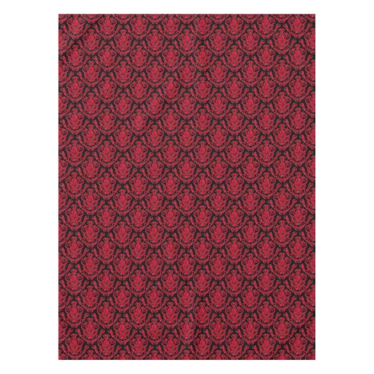 Elegant Red en Black Damask Print Tafelkleed (Voorkant)