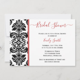 Elegant Red en Black Damask Vrijgezellenfeest Kaart