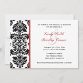 Elegant Red en Black Damask | Weddenschap Kaart (Voorkant)