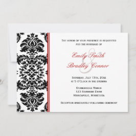 Elegant Red en Black Damask | Weddenschap Kaart
