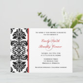 Elegant Red en Black Damask | Weddenschap Kaart (Staand voorkant)