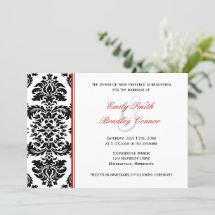 Elegant Red en Black Damask   Weddenschap Kaart