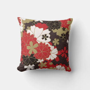 Elegant Red en Black Floral Pattern Kussen