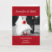 Elegant Red en Black Gefeliciteerd met huwelijk Kaart (Voorkant)
