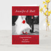 Elegant Red en Black Gefeliciteerd met huwelijk Kaart (Gele Bloem)