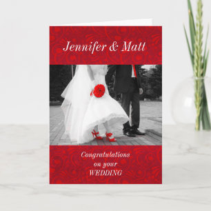 Elegant Red en Black Gefeliciteerd met huwelijk Kaart
