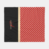 Elegant Red en Black, Golden Hearts Name Monogram Fleece Deken (Voorkant (Horizontaal))