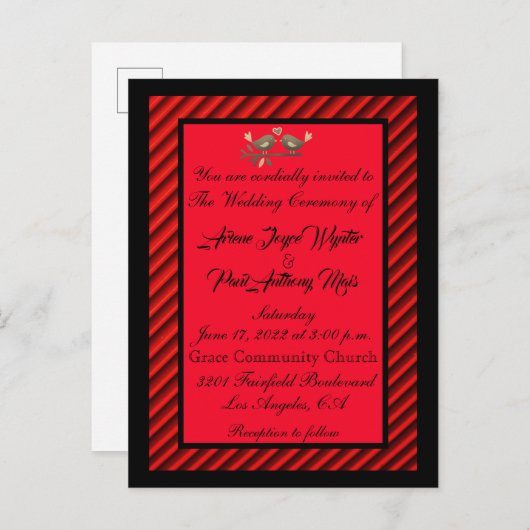 Elegant Red en Black Invitation Uitnodiging Briefkaart (Voorkant / Achterkant)