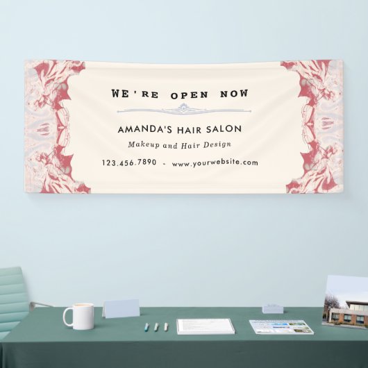 Elegant Red en Black Waterverf Business Spandoek (Beurs)