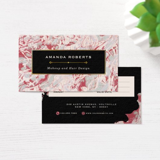 Elegant Red en Black Waterverf Visitekaartje (Bureau)