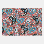 Elegant Red en Blue Kerstmis Paisley Pattern Inpakpapier Vel (Voorkant 3)