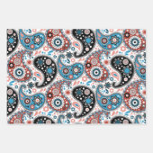 Elegant Red en Blue Kerstmis Paisley Pattern Inpakpapier Vel (Voorkant 2)