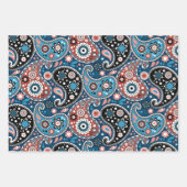 Elegant Red en Blue Kerstmis Paisley Pattern Inpakpapier Vel (Voorkant)