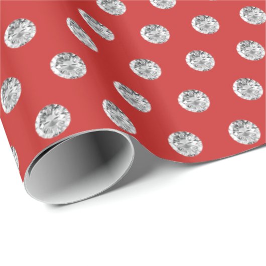 Elegant Red en Diamonds Pattern Chic Cadeaupapier (Rol Hoek)