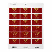 Elegant Red en Faux Gold Geometric Design Address Etiket (Full Sheet)