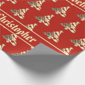 Elegant Red en Faux Gold Kerstmis - Patroon Cadeaupapier (Hoek)