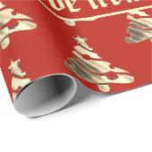 Elegant Red en Faux Gold Kerstmis - Patroon Cadeaupapier (Rol Hoek)