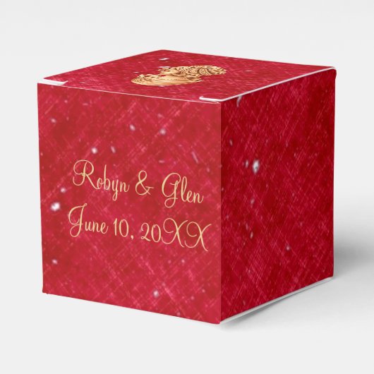 Elegant Red en Gold  Cameo Favor Box Bedankdoosjes (Voorkant Zijde)