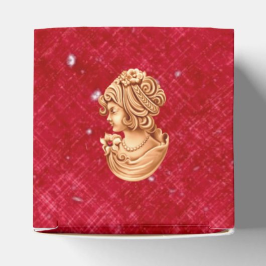 Elegant Red en Gold  Cameo Favor Box Bedankdoosjes (Bovenkant)