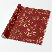 Elegant Red en Gold Faux Folie kerstboom Cadeaupapier (Uitgerold)