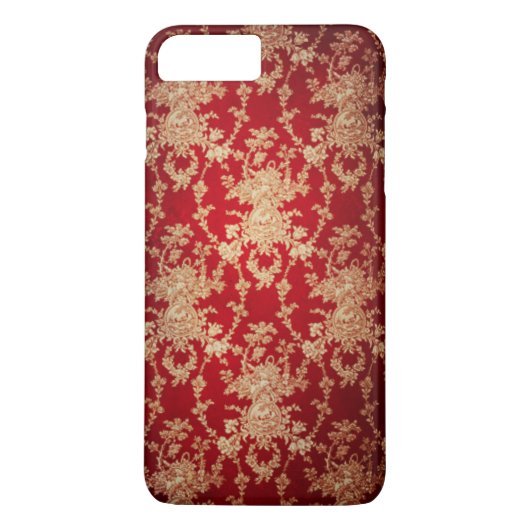 Elegant Red en Gold Floral Damask Case-Mate iPhone Case (Achterkant)