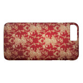Elegant Red en Gold Floral Damask Case-Mate iPhone Case (Achterkant (Horizontaal))