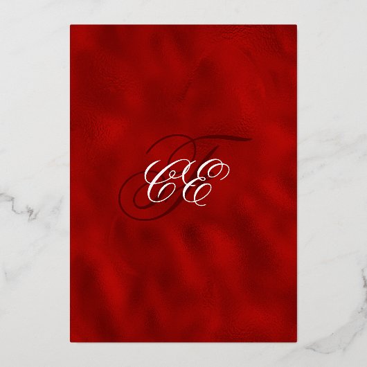 Elegant Red en Gold Foil Floral Wedding Folie Uitnodiging (Achterkant)