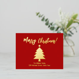 Elegant Red en Gold Foil Folie voor prettige kerst Feestdagen Briefkaart