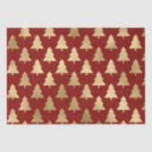 Elegant Red en Gold Foil kerstboompatroon Tissuepapier (Voorkant)