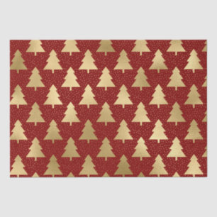 Elegant Red en Gold Foil kerstboompatroon Tissuepapier
