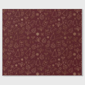 Elegant Red en Gold Foil kerstpatroon Cadeaupapier (Vlak)
