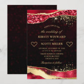 Elegant Red en Gold Glitter Glam Tears Weddenschap Kaart (Voorkant / Achterkant)