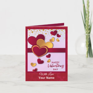 Elegant Red en Gold Hearts Valentijnsdag ontwerp