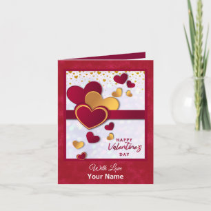Elegant Red en Gold Hearts Valentijnsdag ontwerp