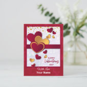 Elegant Red en Gold Hearts Valentijnsdag ontwerp Feestdagenkaart (Staand voorkant)