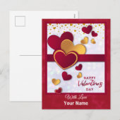 Elegant Red en Gold Hearts Valentijnsdag ontwerp Feestdagenkaart (Voorkant / Achterkant)