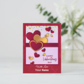 Elegant Red en Gold Hearts Valentijnsdag ontwerp Feestdagenkaart (Staand voorkant)