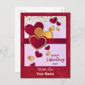 Elegant Red en Gold Hearts Valentijnsdag ontwerp Feestdagenkaart (Voorkant / Achterkant)