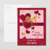 Elegant Red en Gold Hearts Valentijnsdag ontwerp Feestdagenkaart (Voorkant / Achterkant)