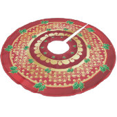 Elegant Red en Gold Holly Kerstfeestdag Kerstboom Rok (Gekanteld)