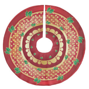 Elegant Red en Gold Holly Kerstfeestdag Kerstboom Rok