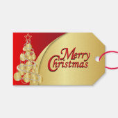 Elegant Red en Gold Kerstmis Cadeaulabel (Voorkant (Horizontaal))