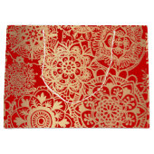 Elegant Red en Gold Kerstmis Mandala Pattern Groot Cadeauzakje (Voorkant)