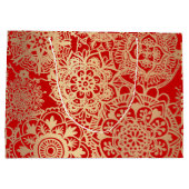 Elegant Red en Gold Kerstmis Mandala Pattern Groot Cadeauzakje (Achterkant)