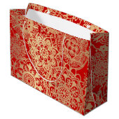 Elegant Red en Gold Kerstmis Mandala Pattern Groot Cadeauzakje (Achterkant Gekanteld)