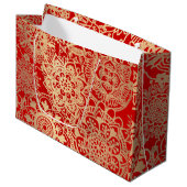 Elegant Red en Gold Kerstmis Mandala Pattern Groot Cadeauzakje (Voorkant Gekanteld)