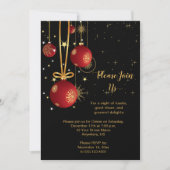 Elegant Red en Gold Kerstmis op de Zwarte Partij Kaart (Voorkant)