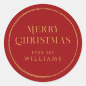 Elegant Red en Gold Kerstmis Ronde Sticker (Voorkant)
