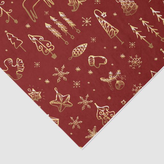 Elegant Red en Gold kerstpatroontrootte Tissuepapier (Detail)